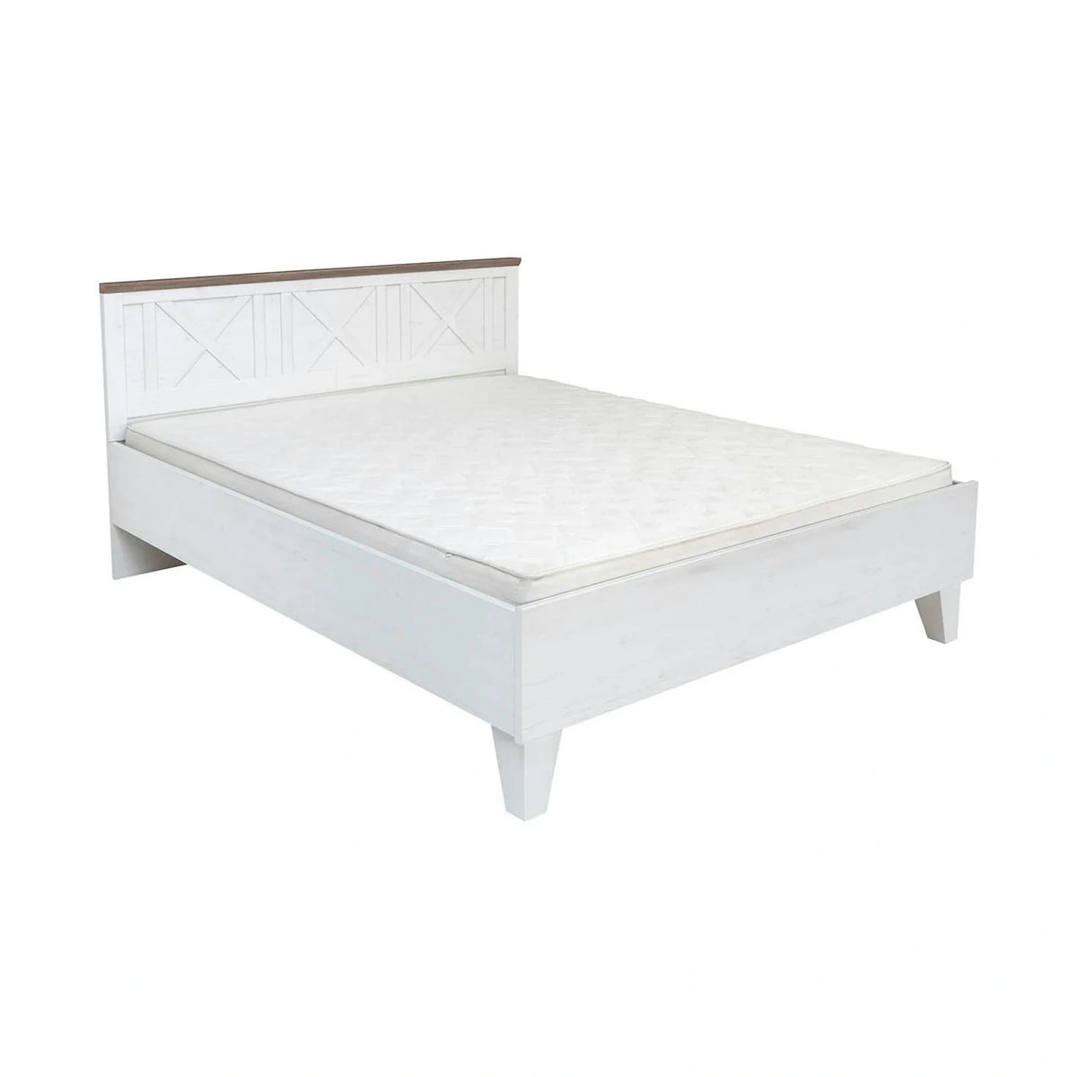 Set dormitor STOCKHOLM, pin alb andersen/stejar sonoma, pat 160x200, dulap cu 5 usi, 2 noptiere si comoda