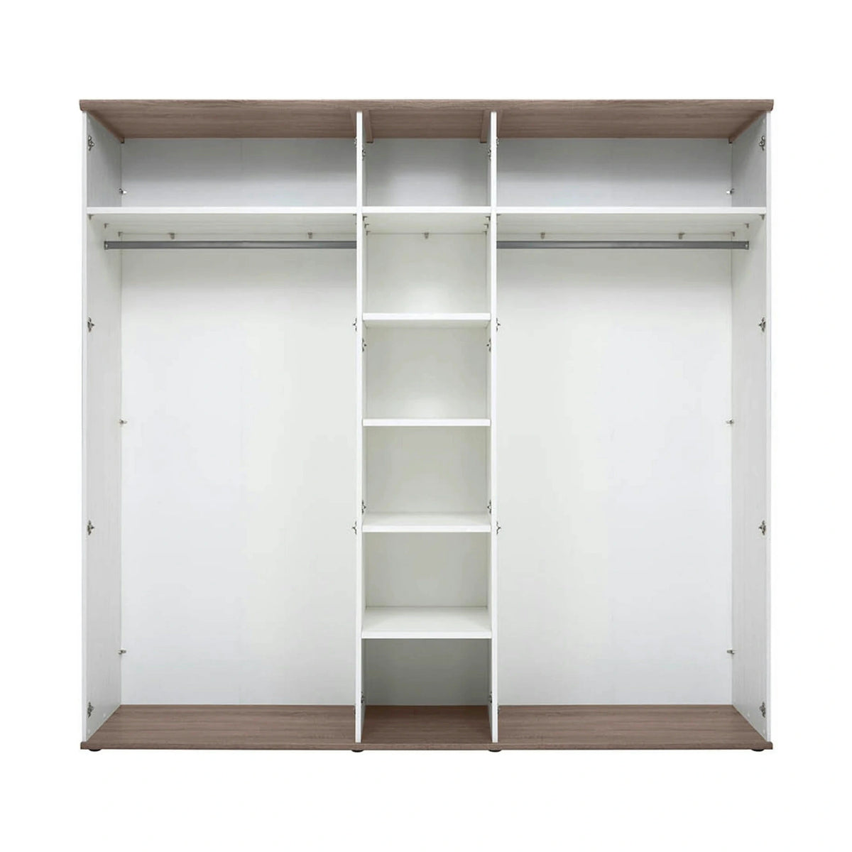 Set dormitor STOCKHOLM, pin alb andersen/stejar sonoma, pat 160x200, dulap cu 5 usi, 2 noptiere si comoda