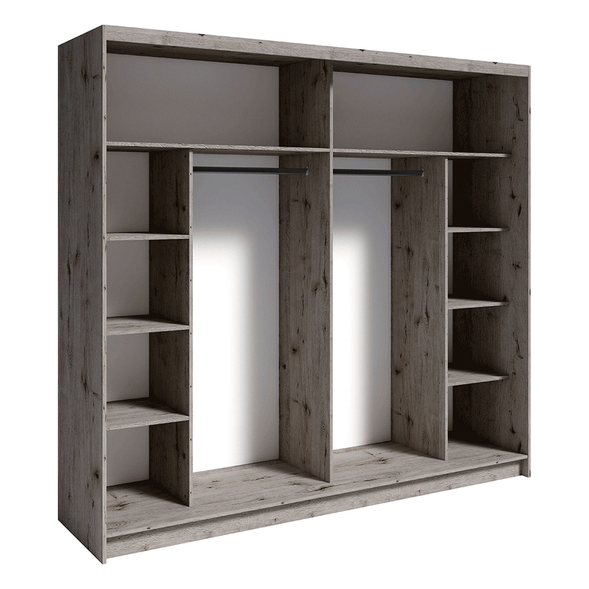 Set dormitor TOGOS, stejar wellington, DTD laminat/metal, cu pat 160x200, dulap cu 2 usi, cu 2 noptiere