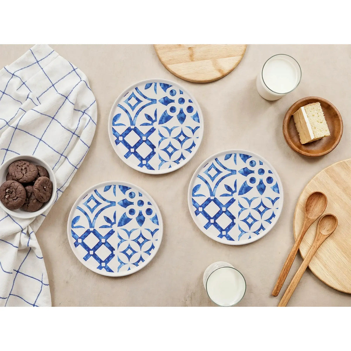 Set farfurii desert ALBASTRU PATTERN, 6 piese, albastru/alb, ceramică