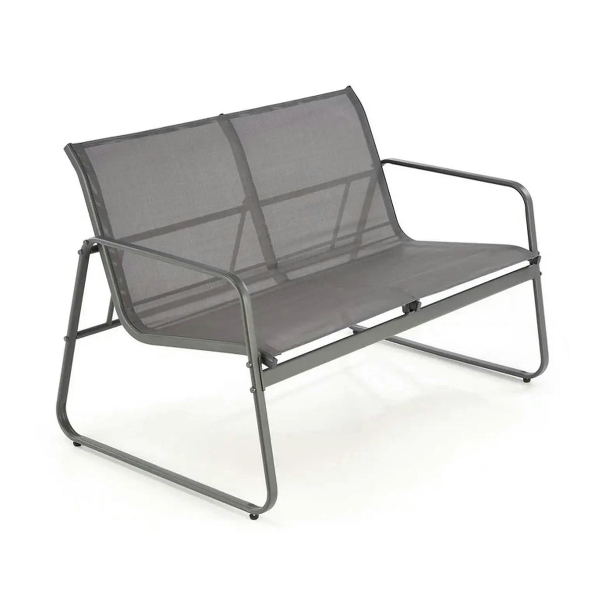 Set gradina CONOR, gri, plasa/sticla/metal, cu masuta, 2 scaune si canapea