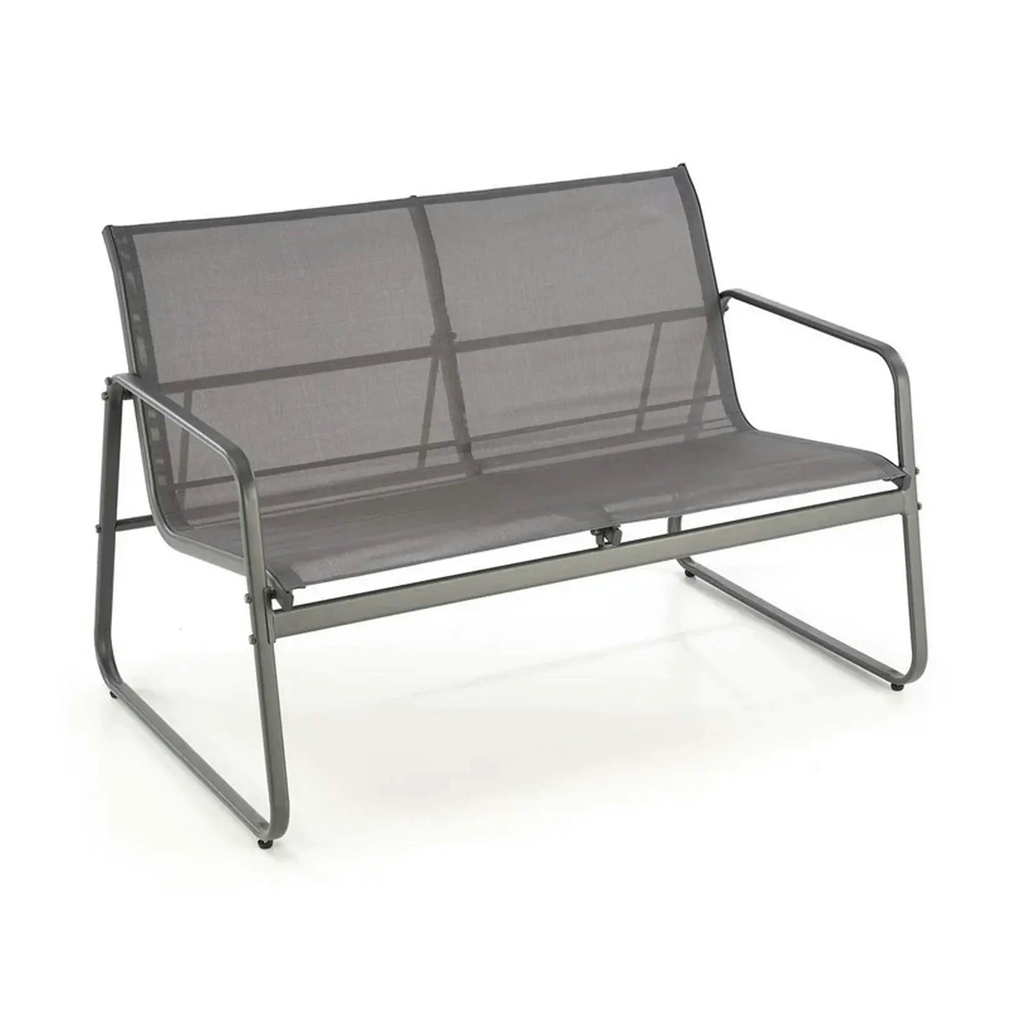 Set gradina CONOR, gri, plasa/sticla/metal, cu masuta, 2 scaune si canapea