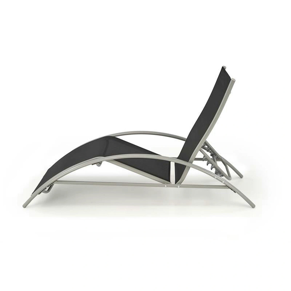 Set gradina EMBOLO, negru/gri, metal/panza, cu masuta si 2 sezlonguri