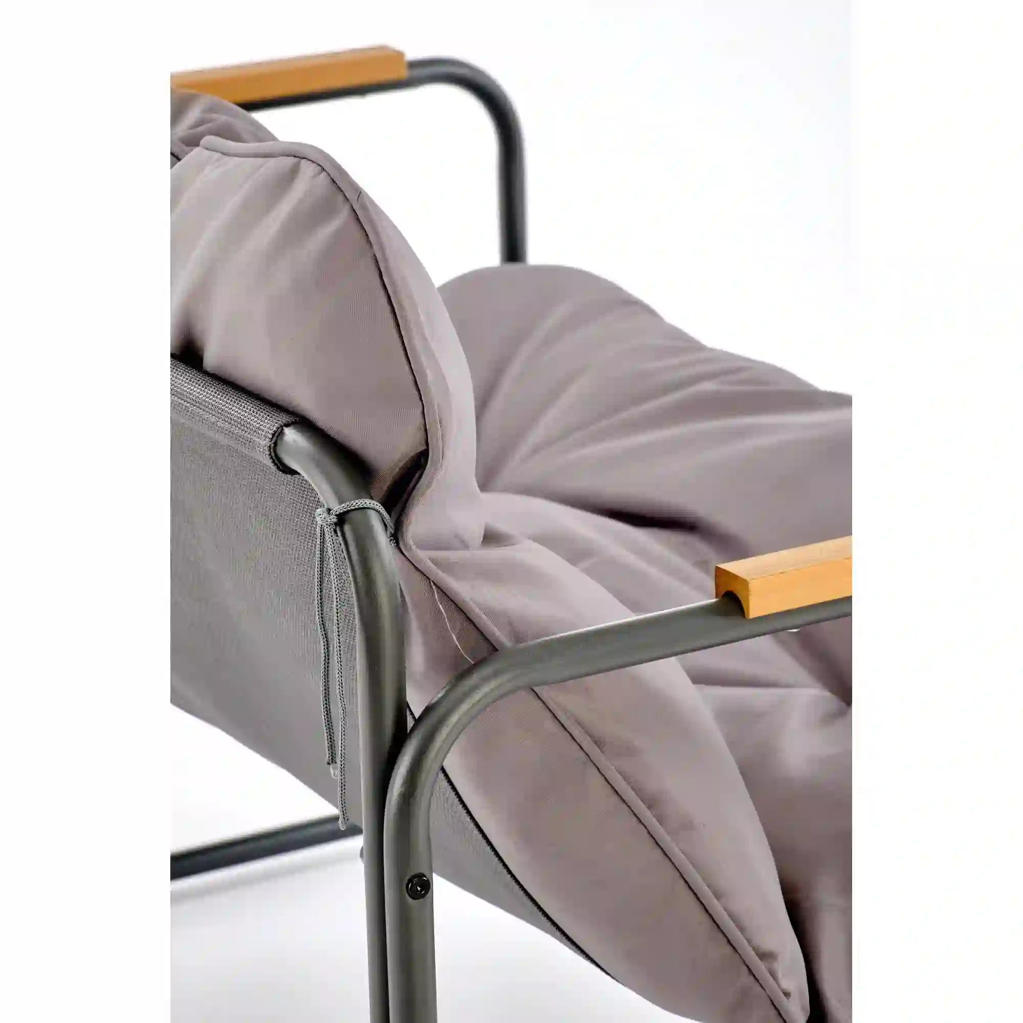 Set gradina HUDSON, gri/negru, stofa clasica/plasa/metal/sticla, cu masuta, 2 scaune si canapea