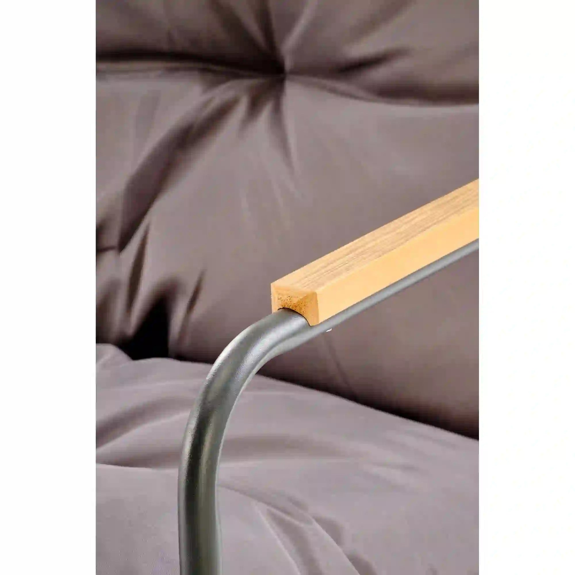 Set gradina HUDSON, gri/negru, stofa clasica/plasa/metal/sticla, cu masuta, 2 scaune si canapea