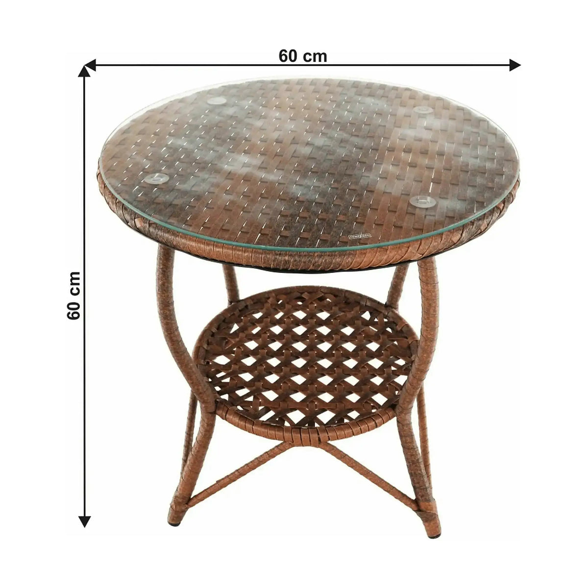 Set gradina JARUB, maro, ratan artificial/sticla securizata/metal, cu masuta si 2 scaune