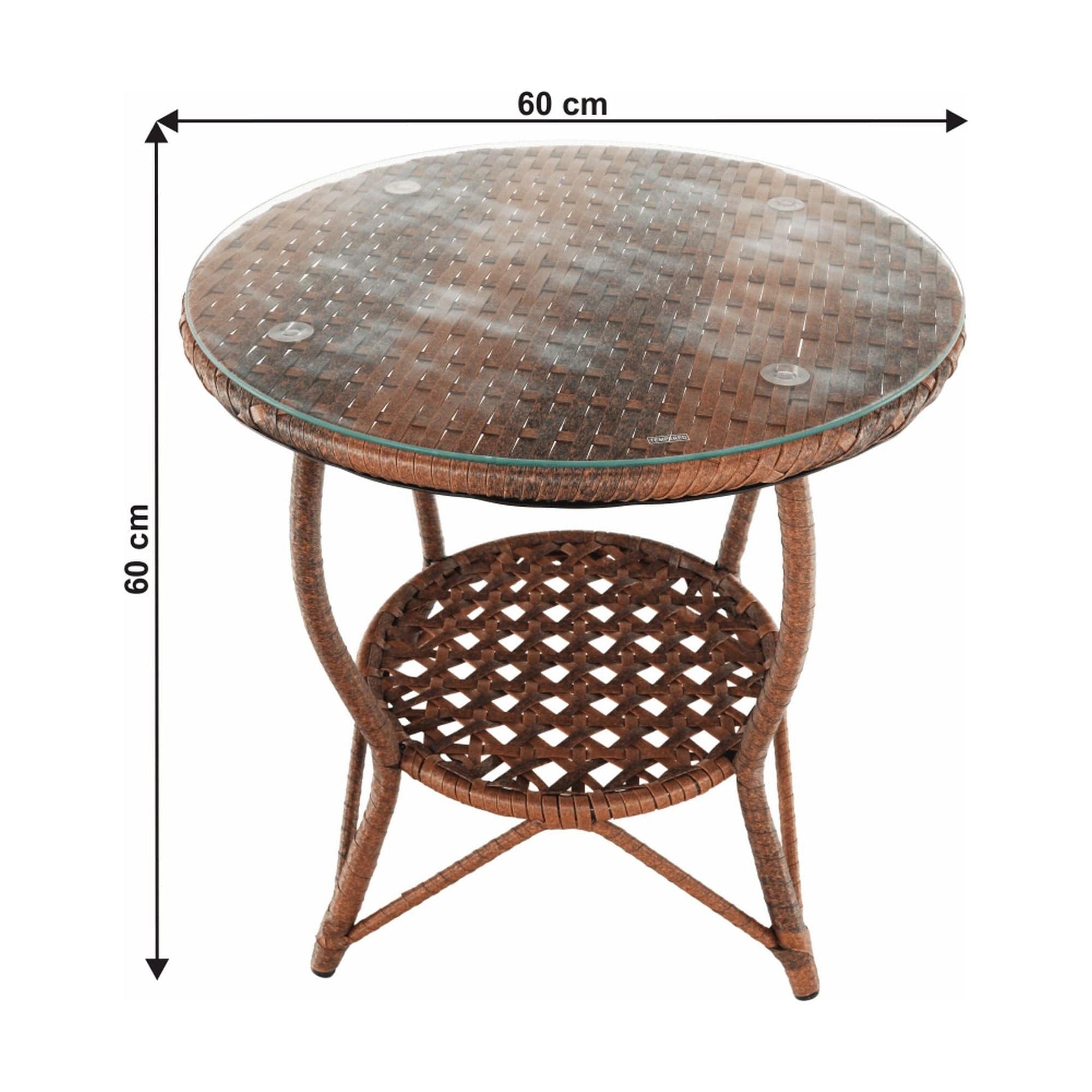 Set gradina JARUB, maro, ratan artificial/sticla securizata/metal, cu masuta si 2 scaune