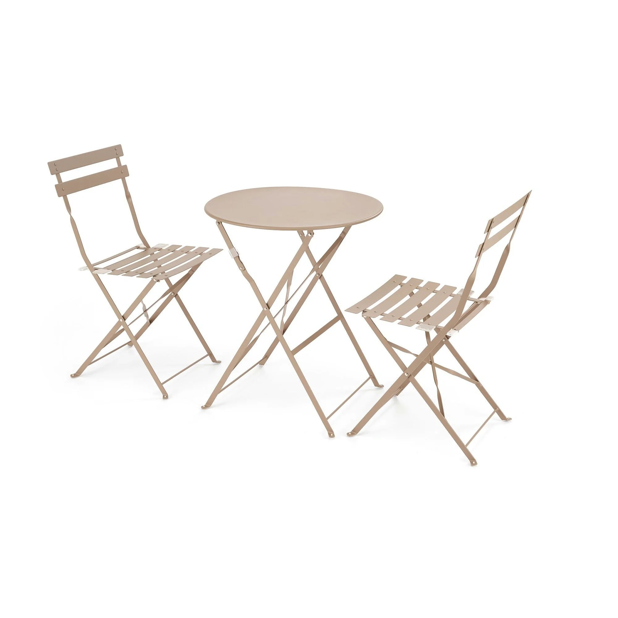 Set gradina LIVORNO, cappuccino, metal, cu masa si 2 scaune pliante