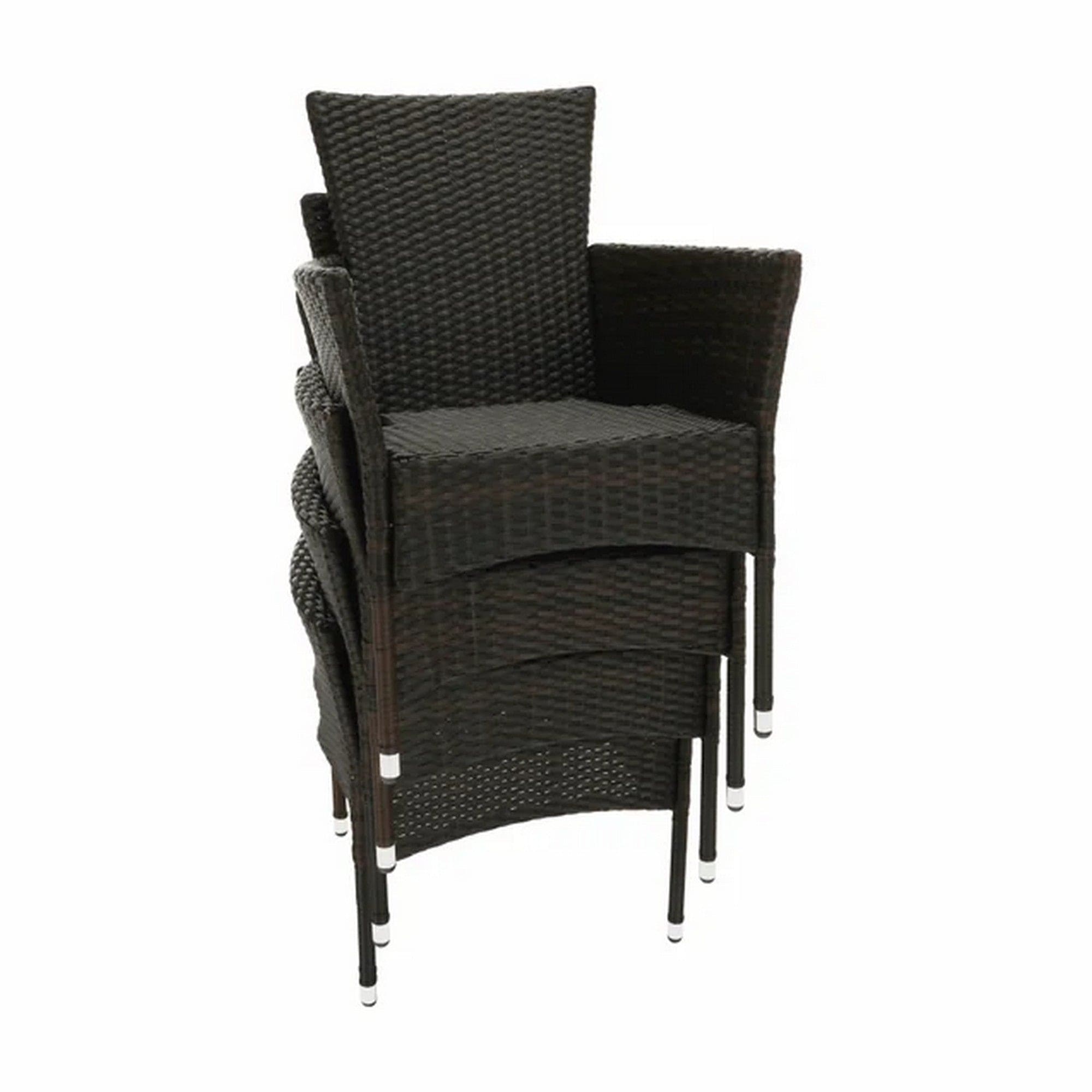 Set gradina MENIBOR, maro/bej, ratan artificial/sticla temperata/otel, cu masa si 8 scaune