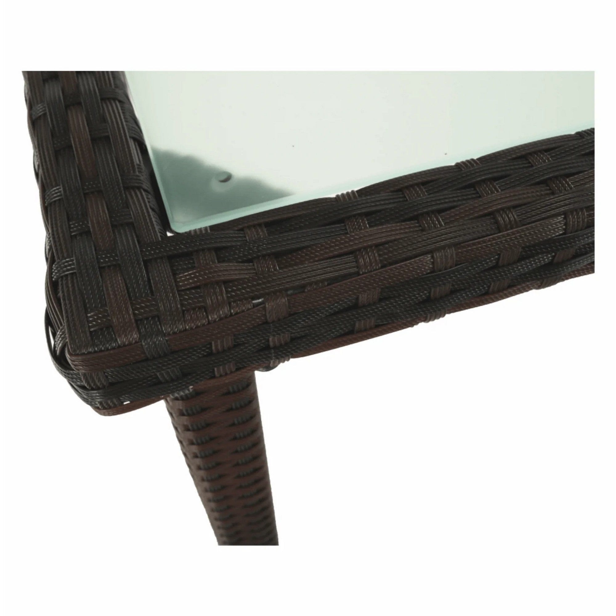 Set gradina MENIBOR, maro/bej, ratan artificial/sticla temperata/otel, cu masa si 8 scaune