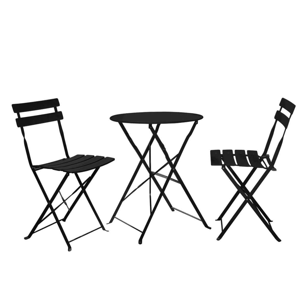 Set gradina OBAX, negru, otel, cu masuta si 2 scaune