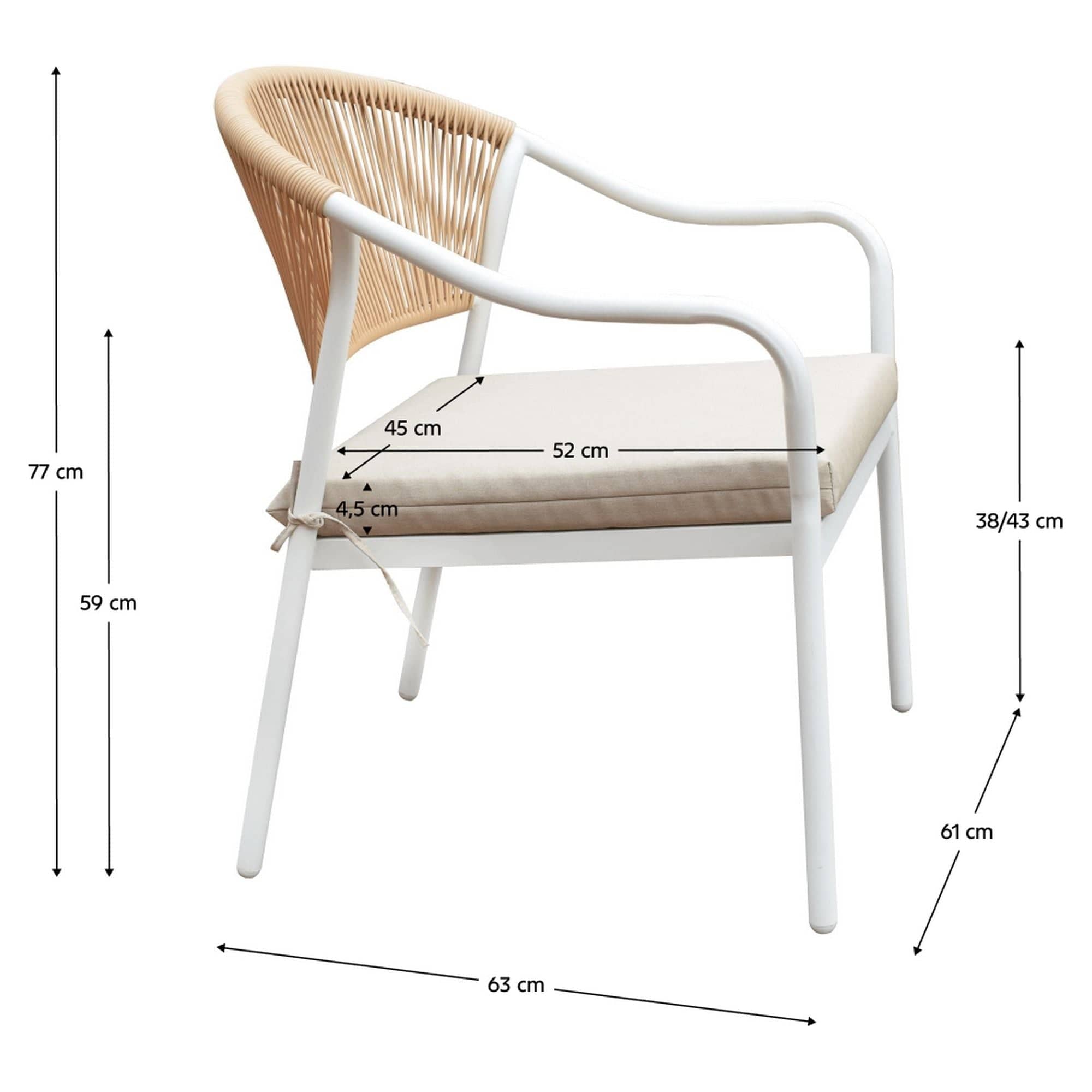 Set gradina PALNY, bej/alb, ratan/sticla/metal, cu masuta, 2 scaune si canapea