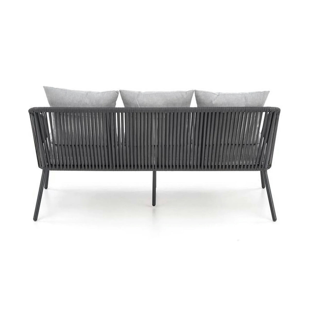Set gradina ROCCA, gri, sticla/otel/stofa, cu masuta, 2 scaune si canapea
