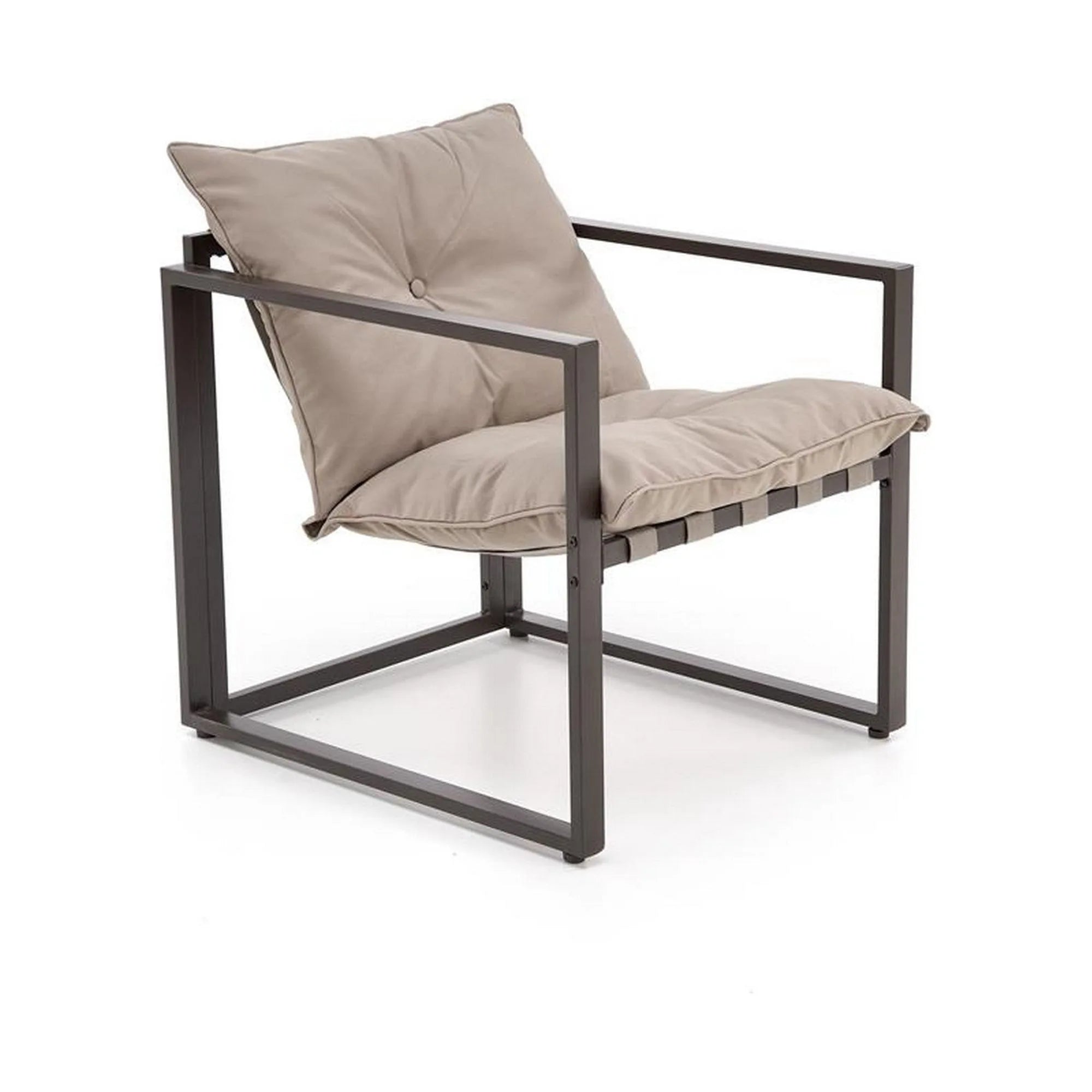 Set gradina SHARK, cappuccino/negru, otel/stofa/sticla, cu masuta, 2 scaune si canapea