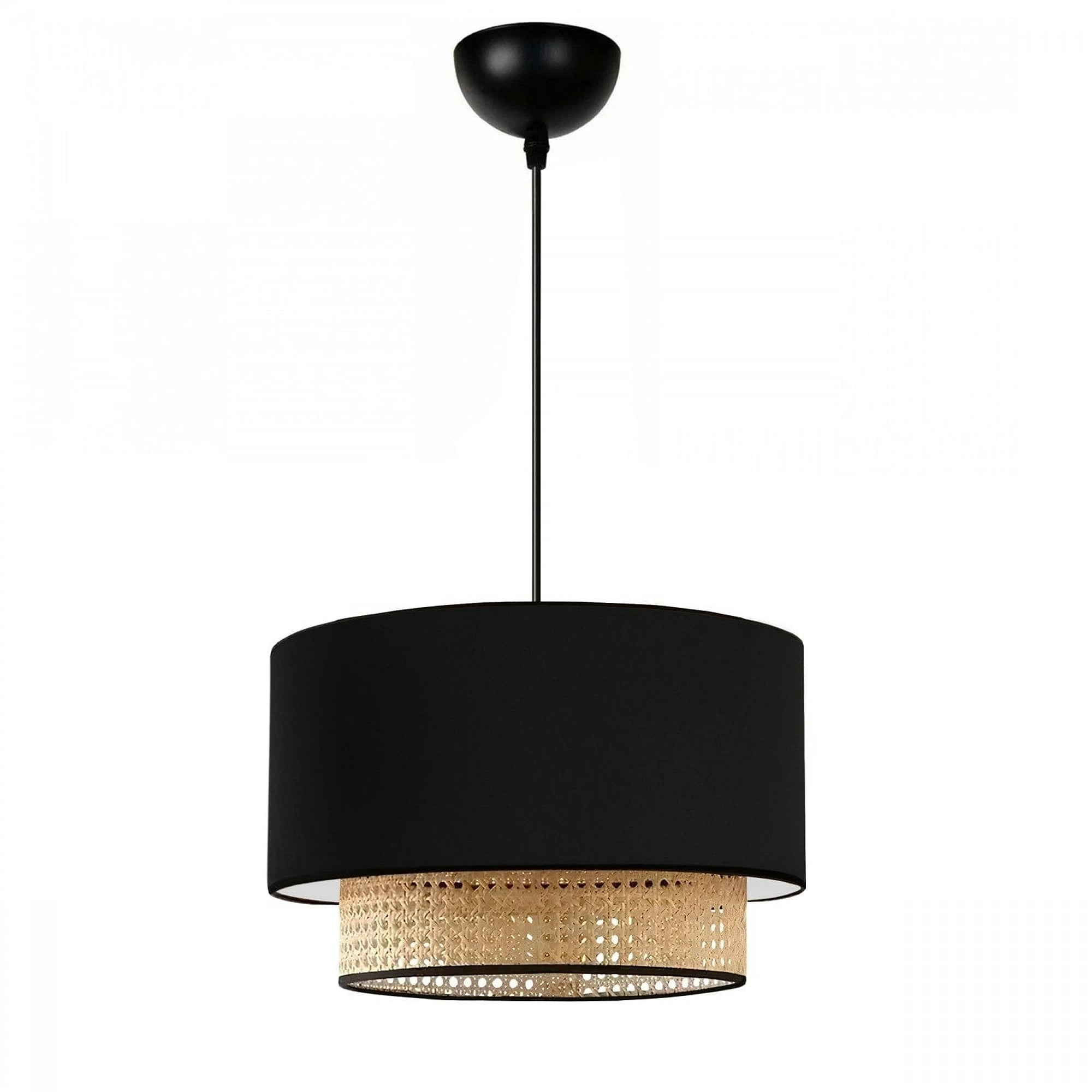 Set lustra si lampa AYD-3742, negru/bej, metal/ratan