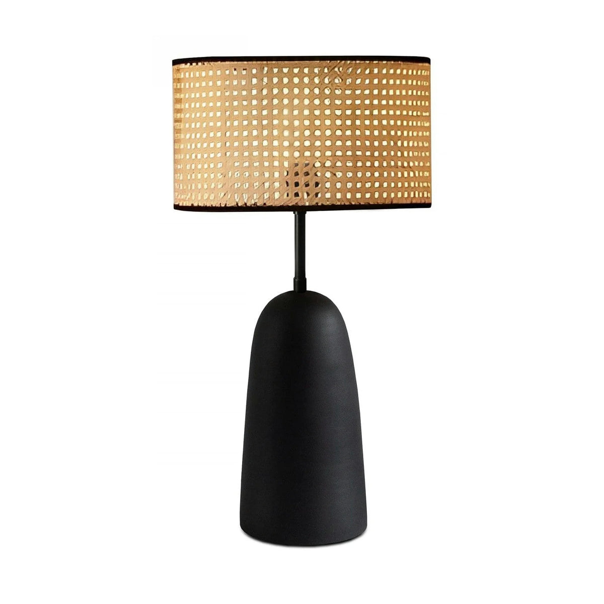 Set lustra si lampa AYD-3742, negru/bej, metal/ratan