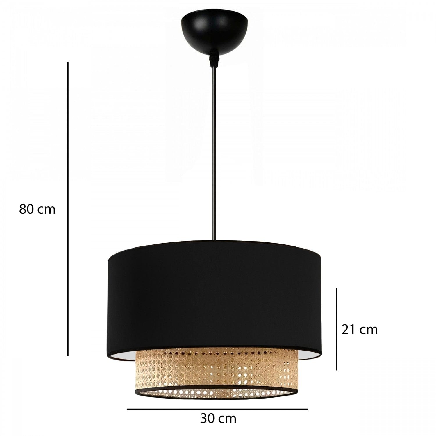 Set lustra si lampa AYD-3742, negru/bej, metal/ratan