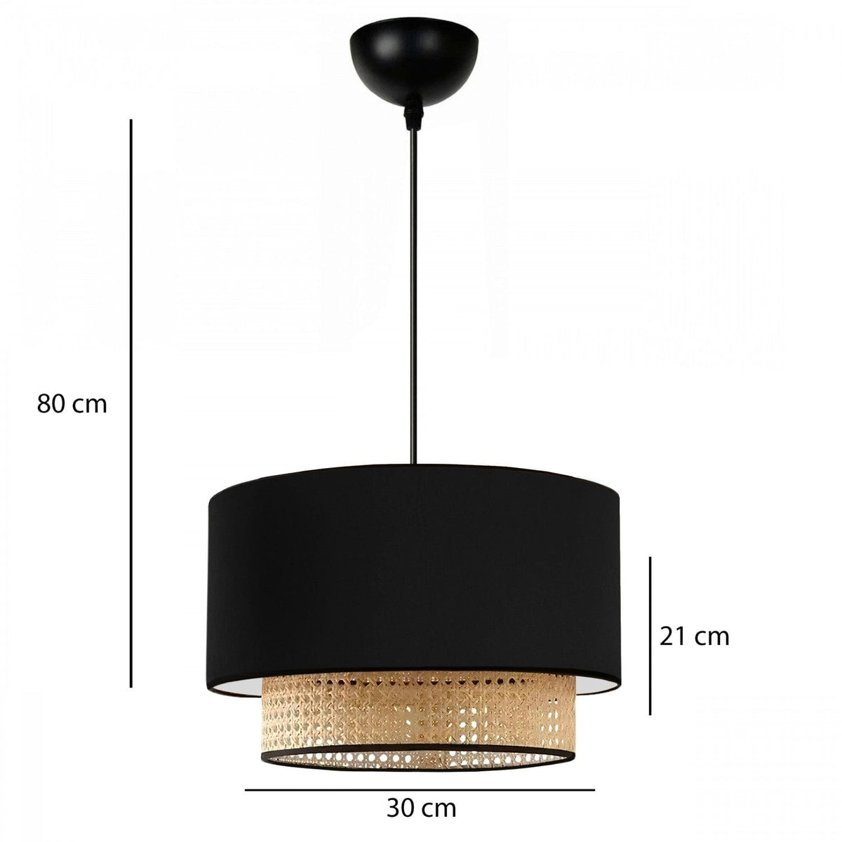 Set lustra si lampa AYD-3742, negru/bej, metal/ratan