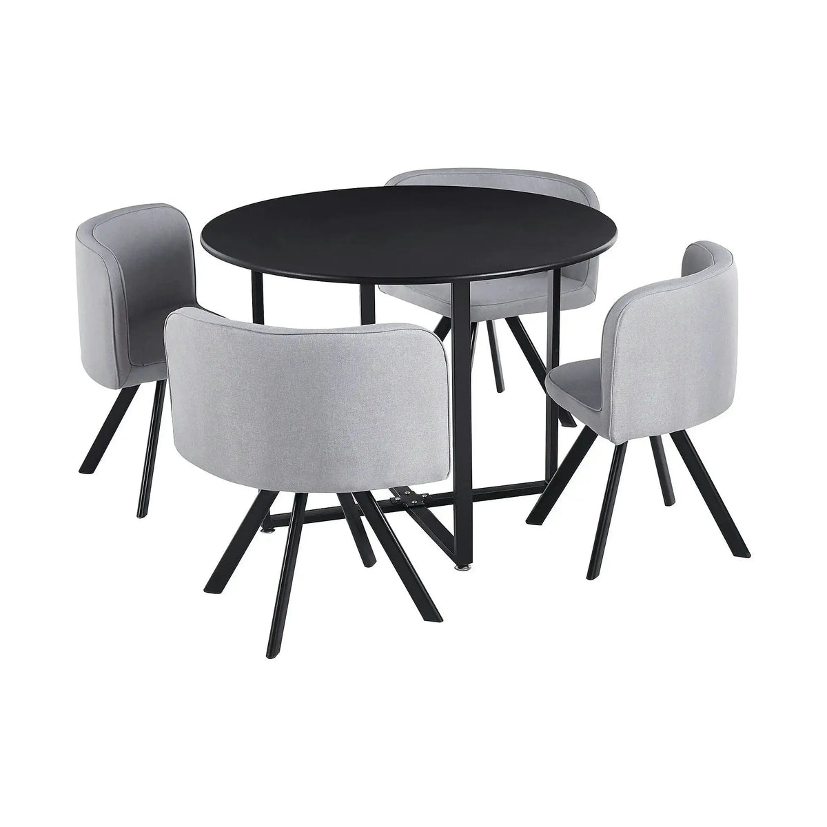 Set masa cu 4 scaune BEVAN NEW, gri deschis/negru