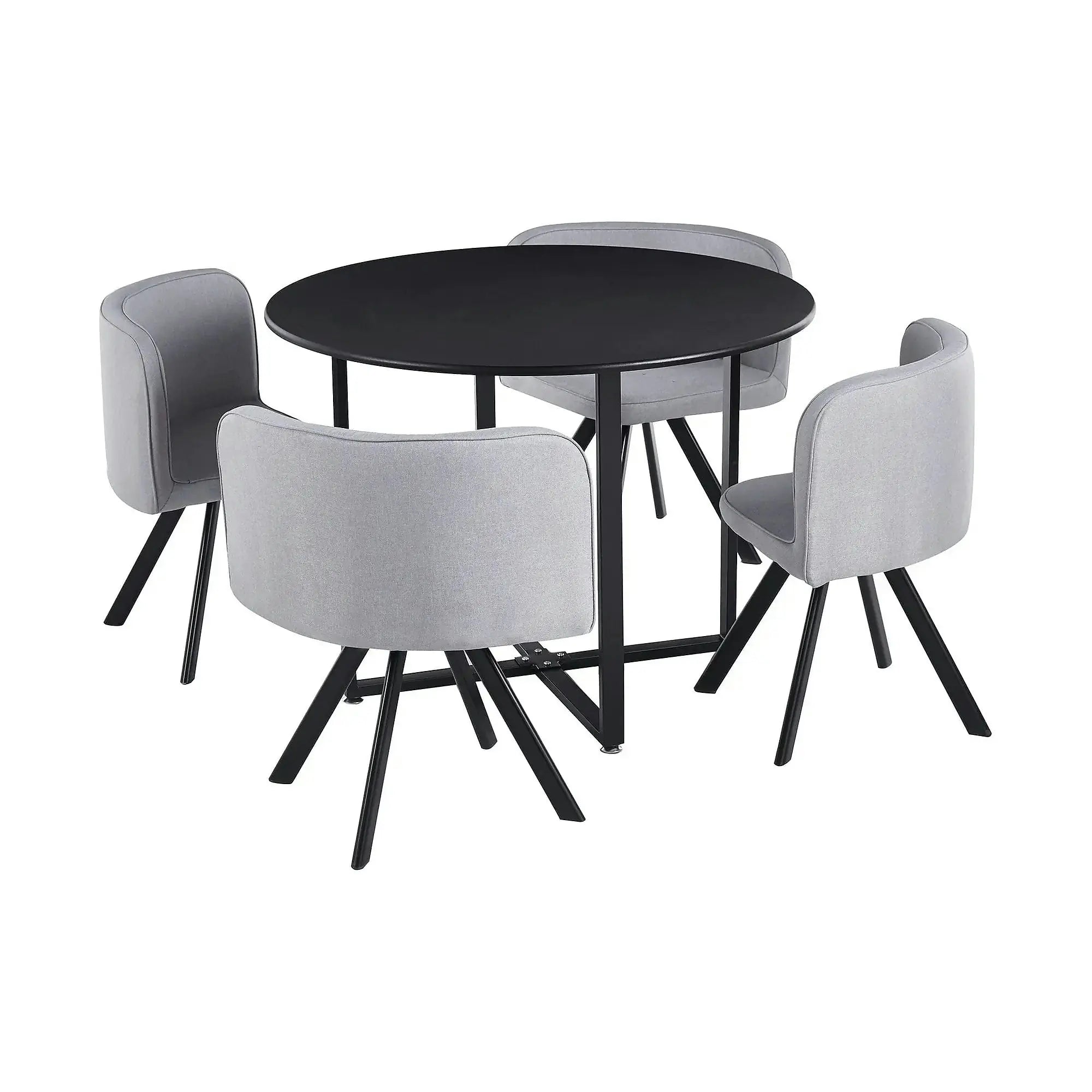 Set masa cu 4 scaune BEVAN NEW, gri deschis/negru