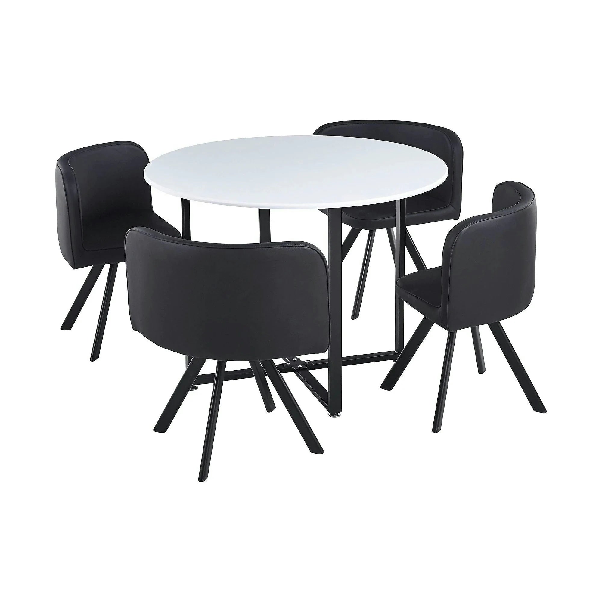 Set masa cu 4 scaune BEVAN NEW, negru/alb