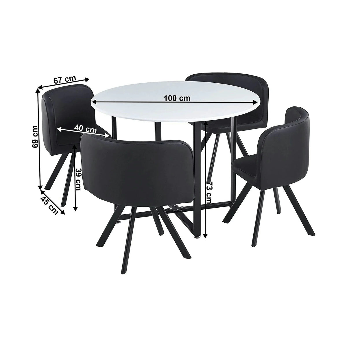 Set masa cu 4 scaune BEVAN NEW, negru/alb