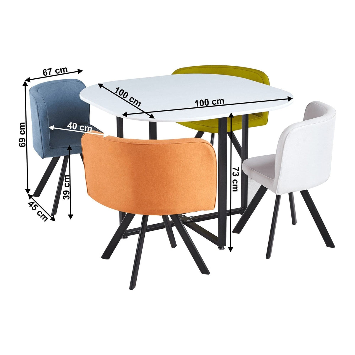 Set masa cu 4 scaune BEVIS NEW, multicolor