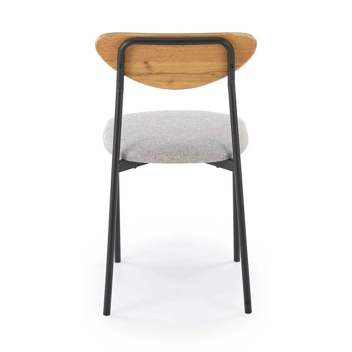 Set masa cu 4 scaune DICKY, stejar/negru/gri, stofa clasica/PAL/metal