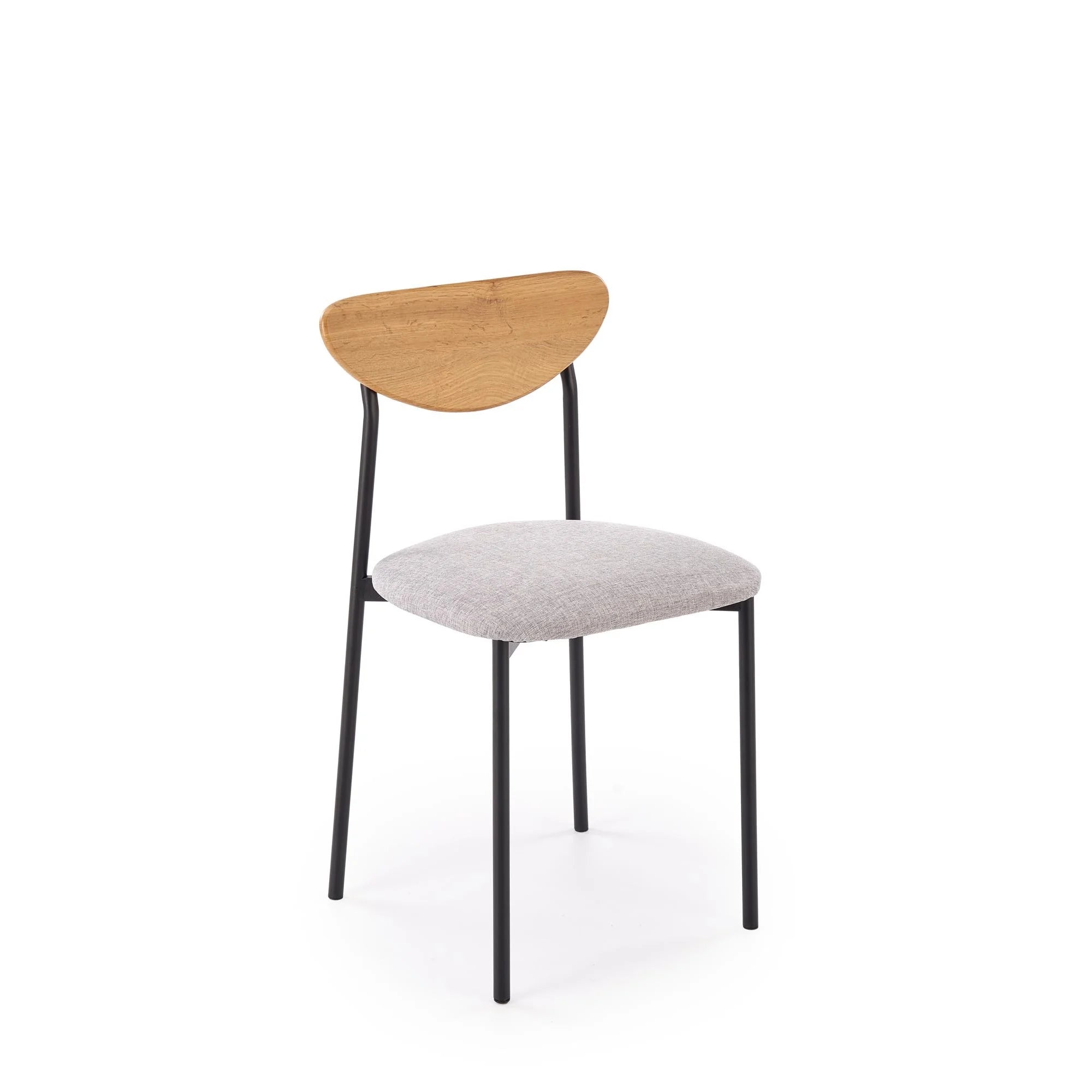 Set masa cu 4 scaune DICKY, stejar/negru/gri, stofa clasica/PAL/metal