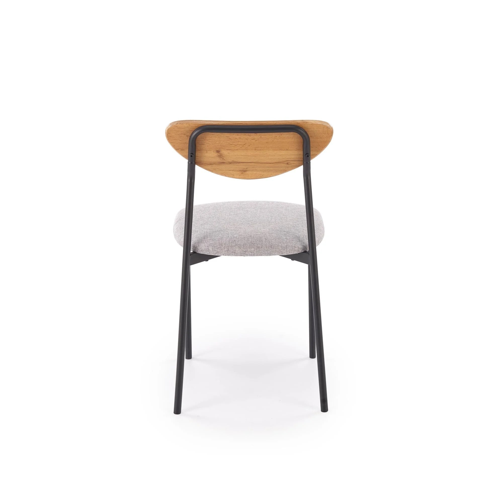 Set masa cu 4 scaune DICKY, stejar/negru/gri, stofa clasica/PAL/metal