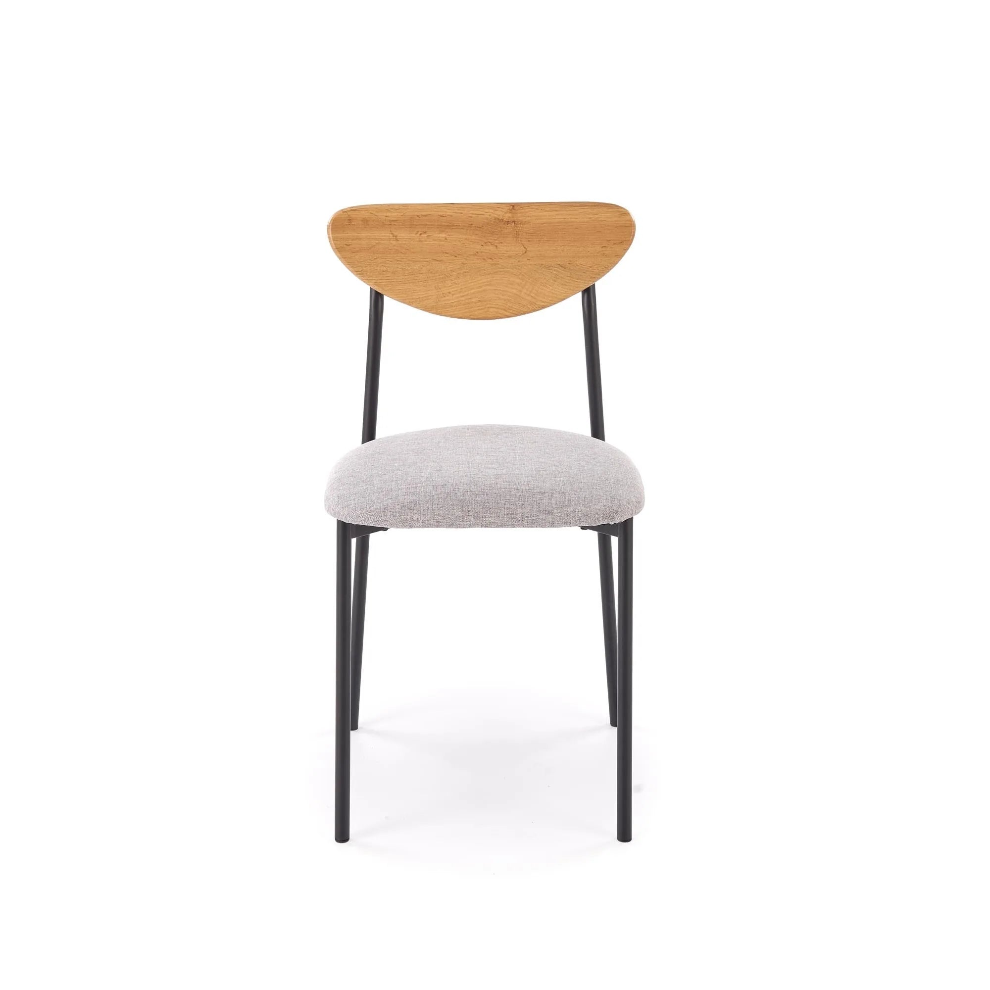 Set masa cu 4 scaune DICKY, stejar/negru/gri, stofa clasica/PAL/metal