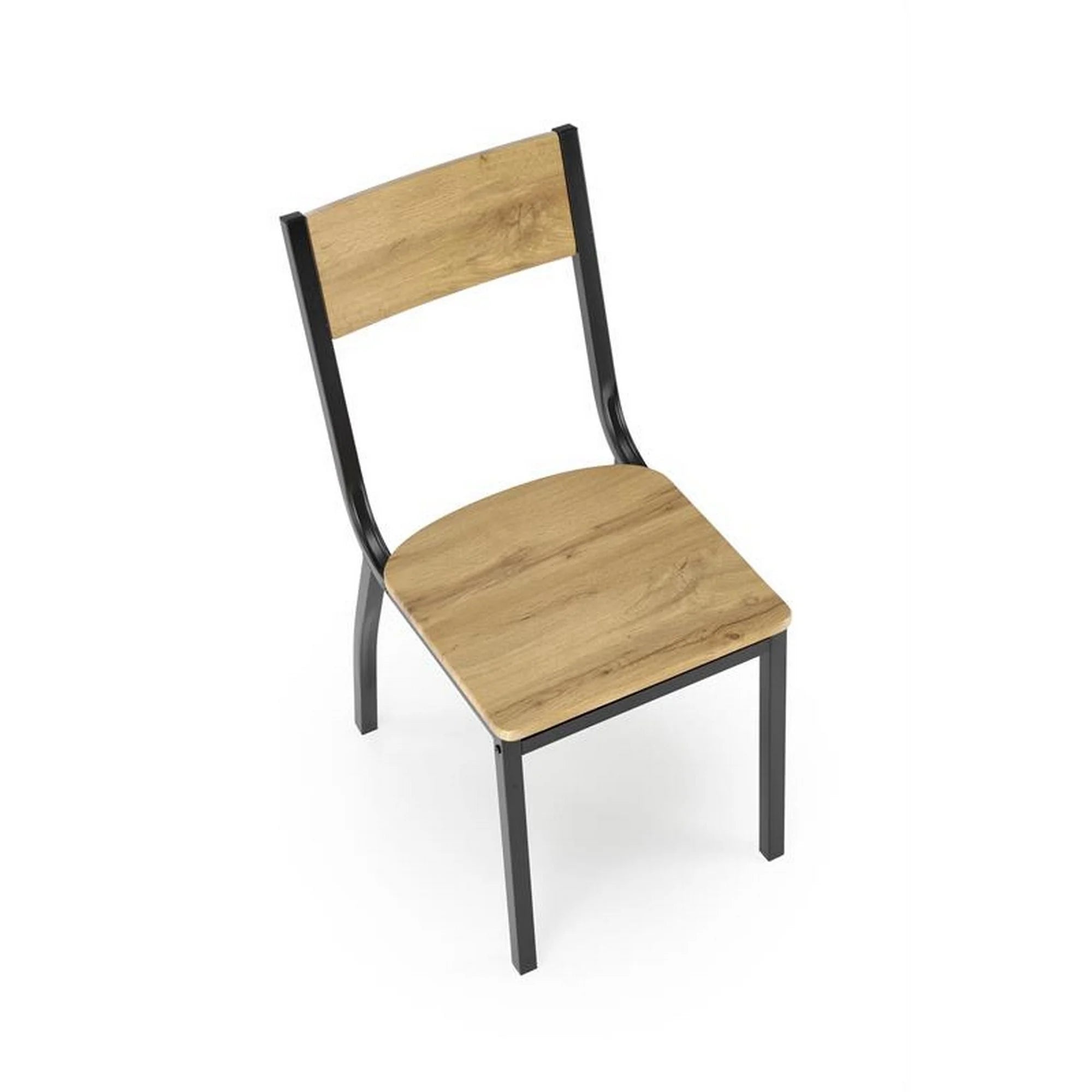 Set masa cu 4 scaune MILTON, stejar/negru, PAL/metal