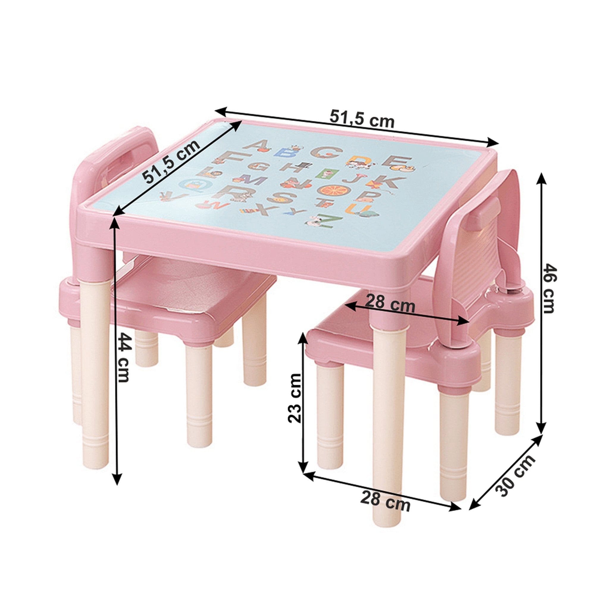 Set masa cu scaune copii BALTO, roz/crem, plastic