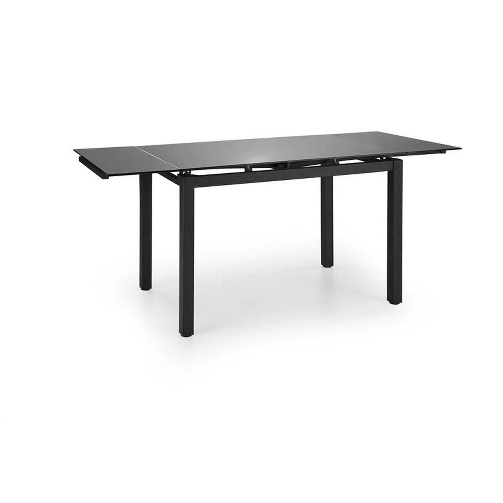 Set masa extensibila cu 4 scaune JASPER, gri/negru, stofa clasica/sticla/metal