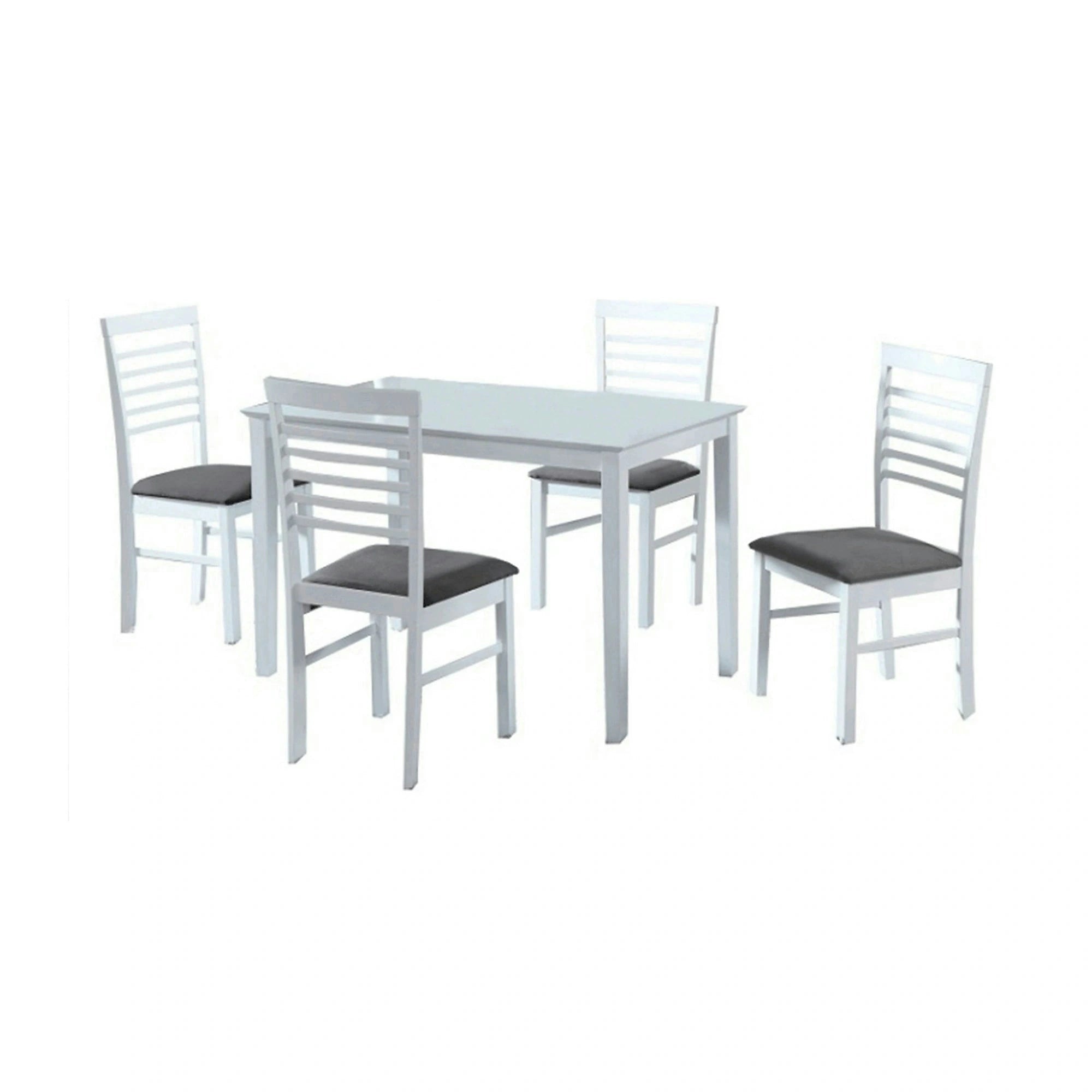 Set masa si 4 scaune BRISBO, alb/gri