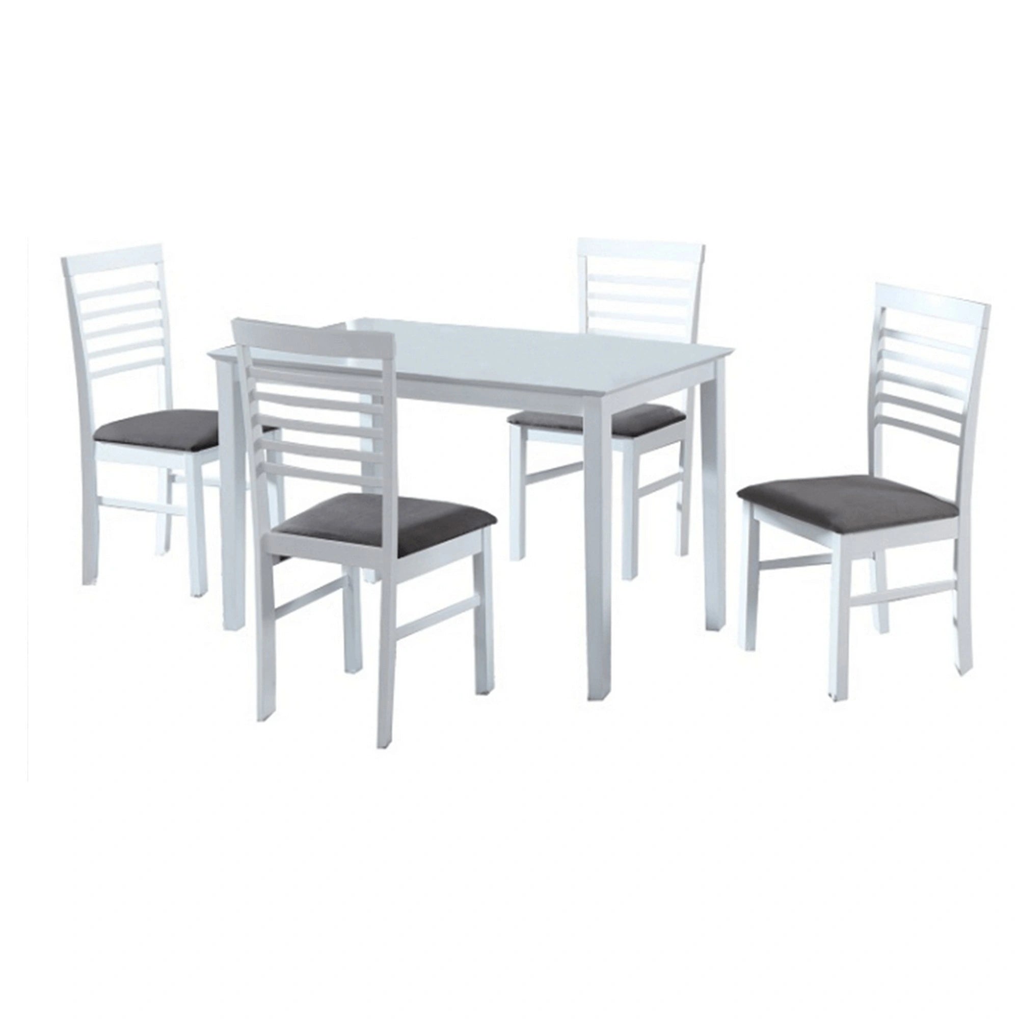 Set masa si 4 scaune BRISBO, alb/gri