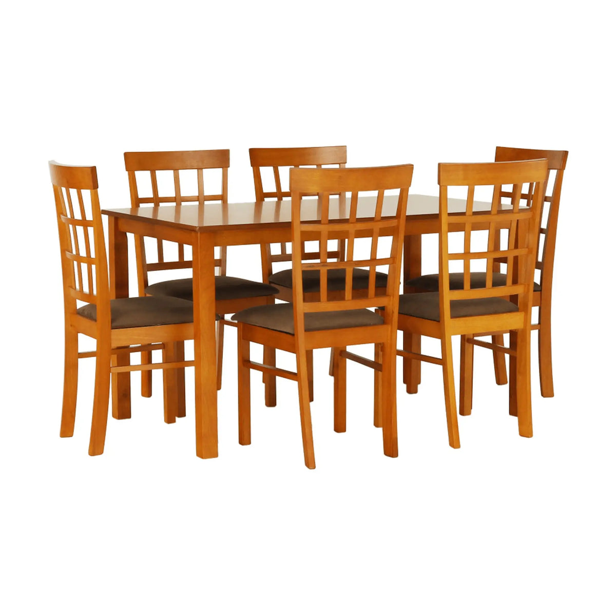 Set masa si 6 scaune GRID NEW, cires/maro