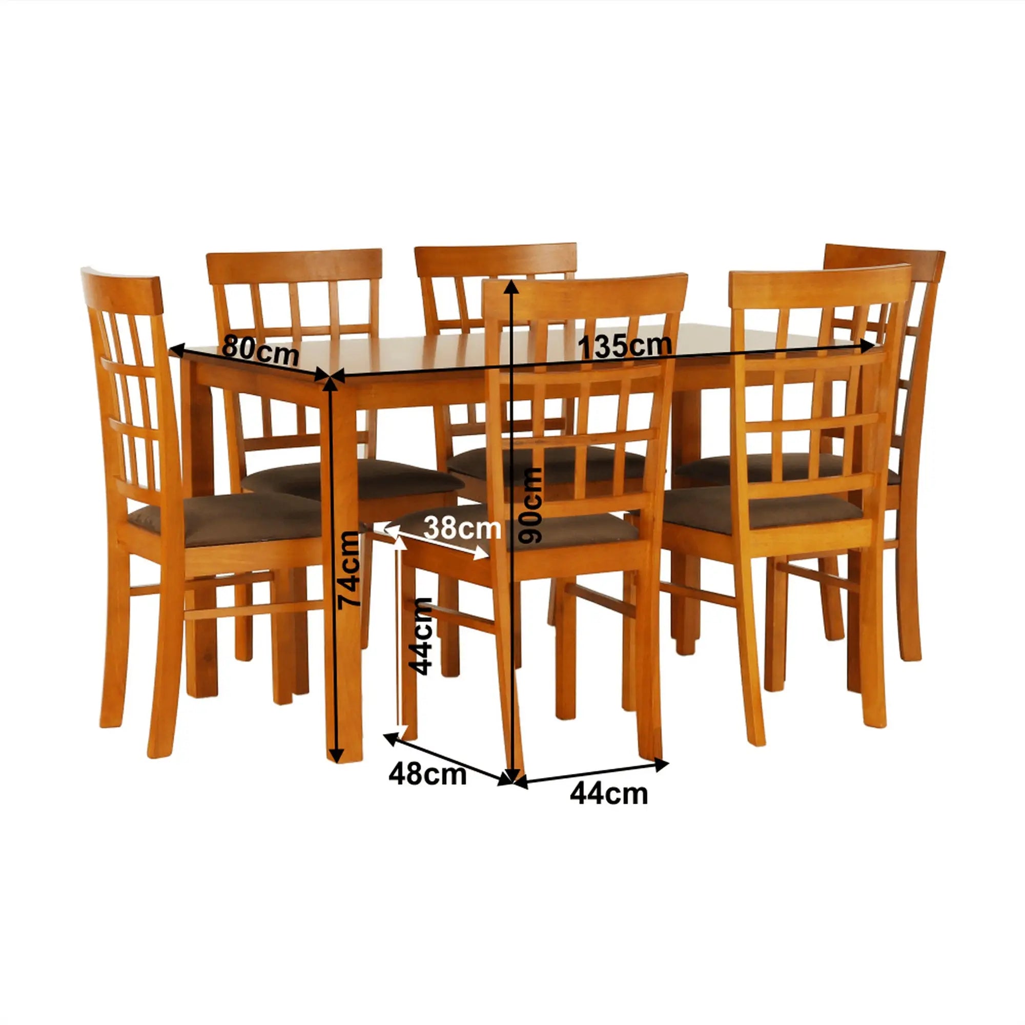 Set masa si 6 scaune GRID NEW, cires/maro