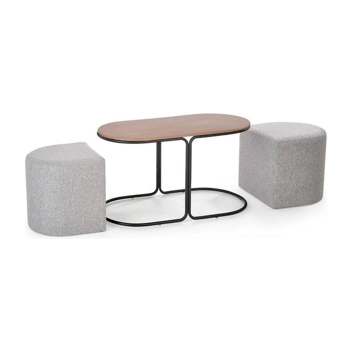 Masuta cafea cu tabureti PAMPA, nuc/gri, 88x43x49 cm