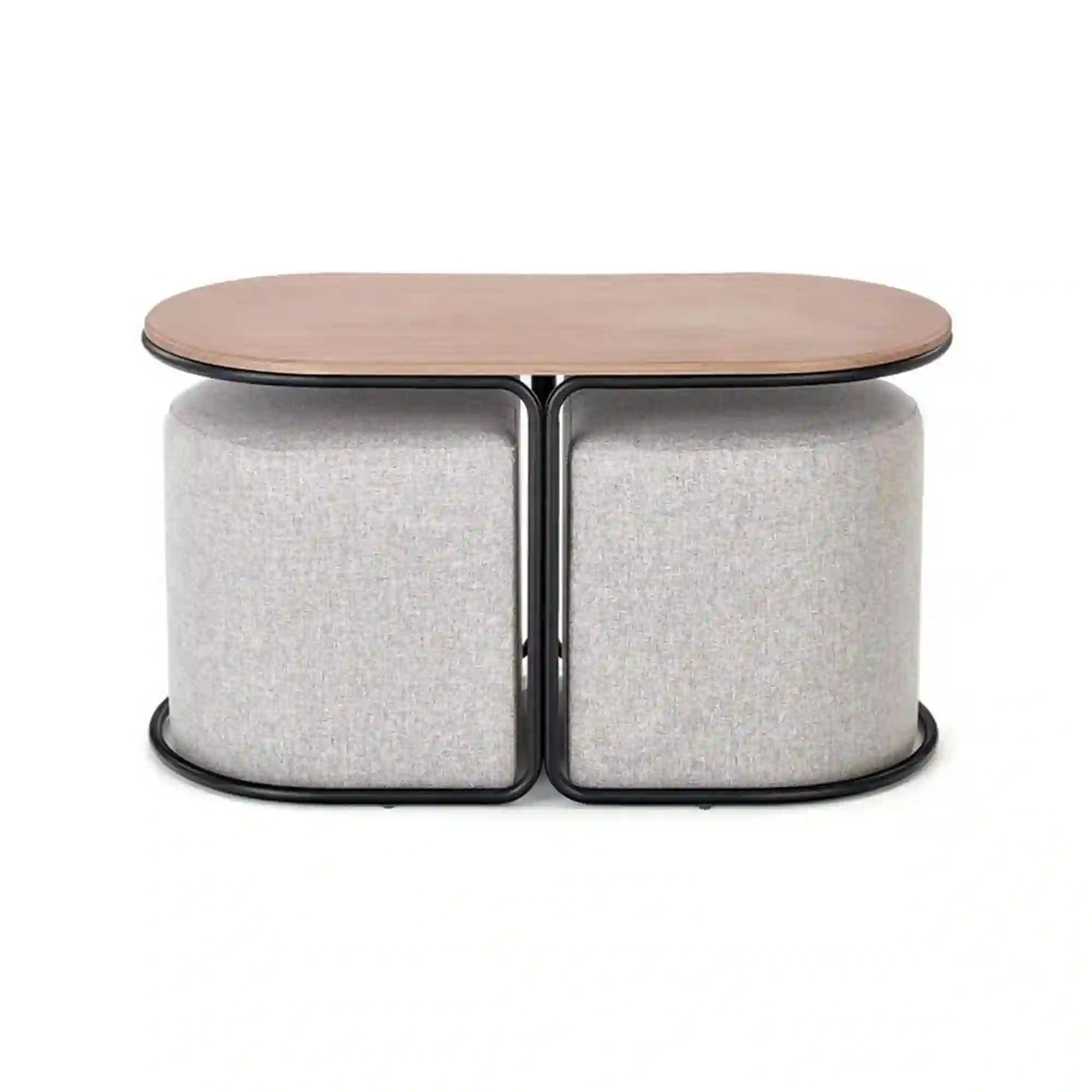 Set masuta cu 2 taburete PAMPA, nuc/gri, 88x43x49 cm