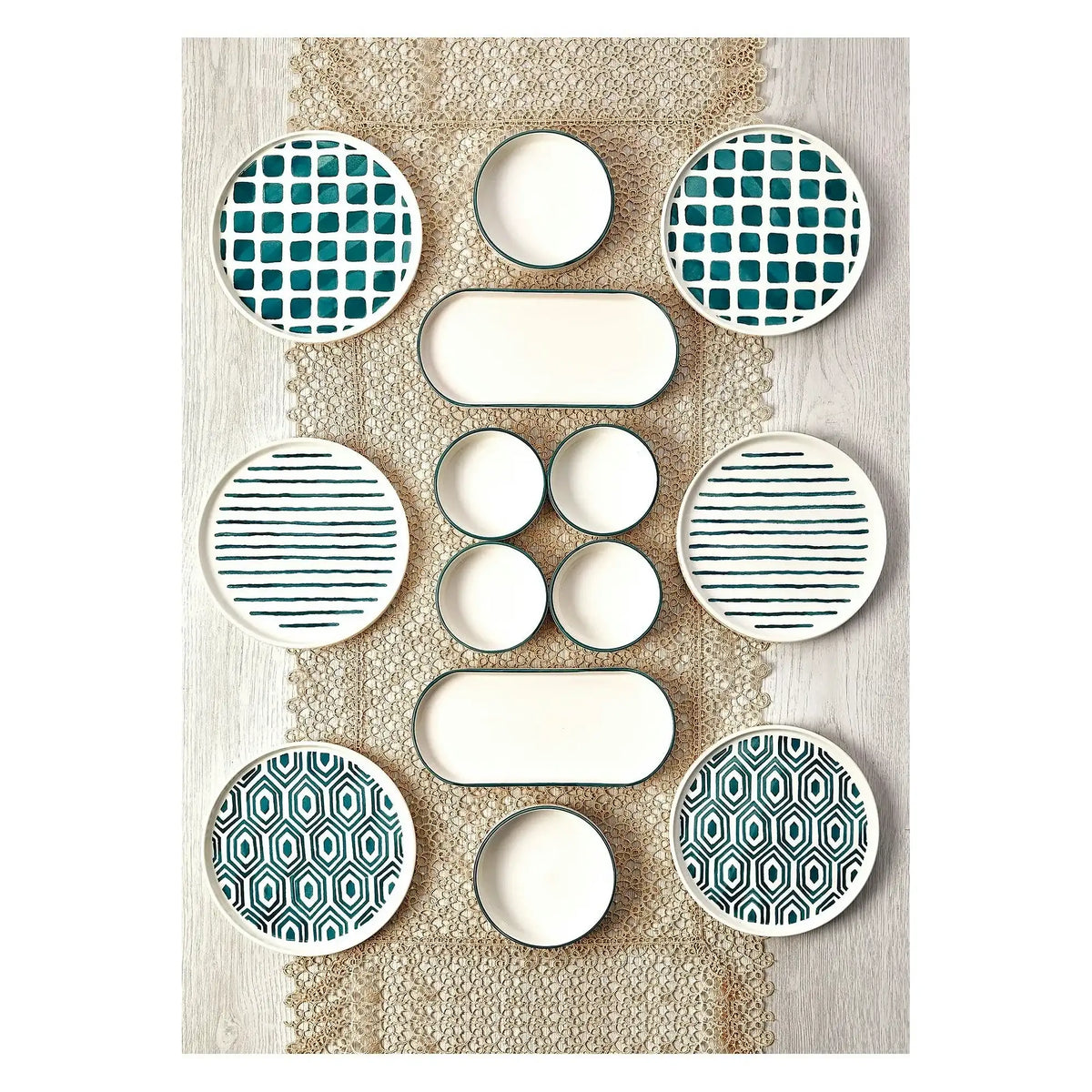 Set mic dejun MCH10862, 14 piese, multicolor, ceramică