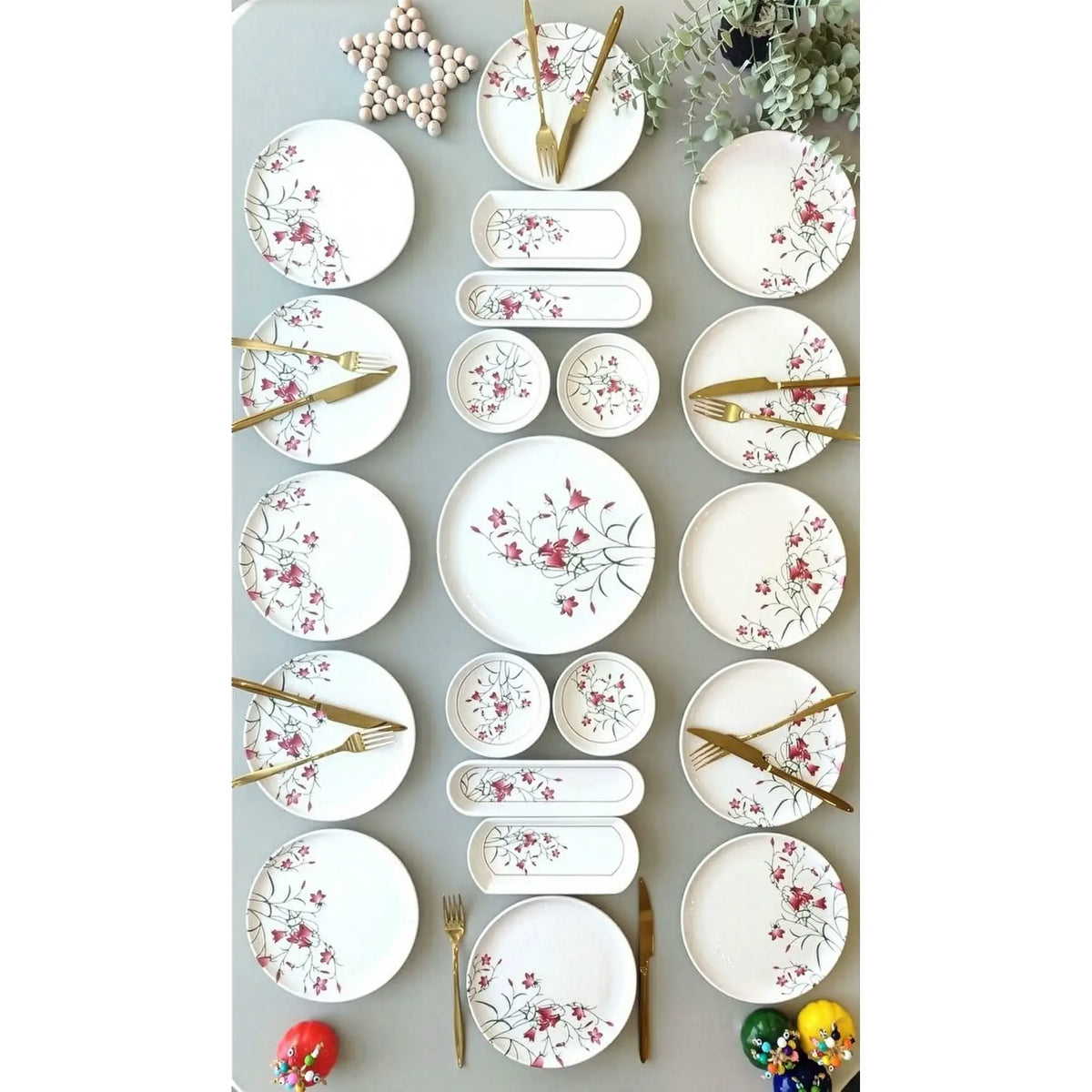Set mic dejun ROȘU FRUIT 21, 21 piese, albastru/alb, ceramică