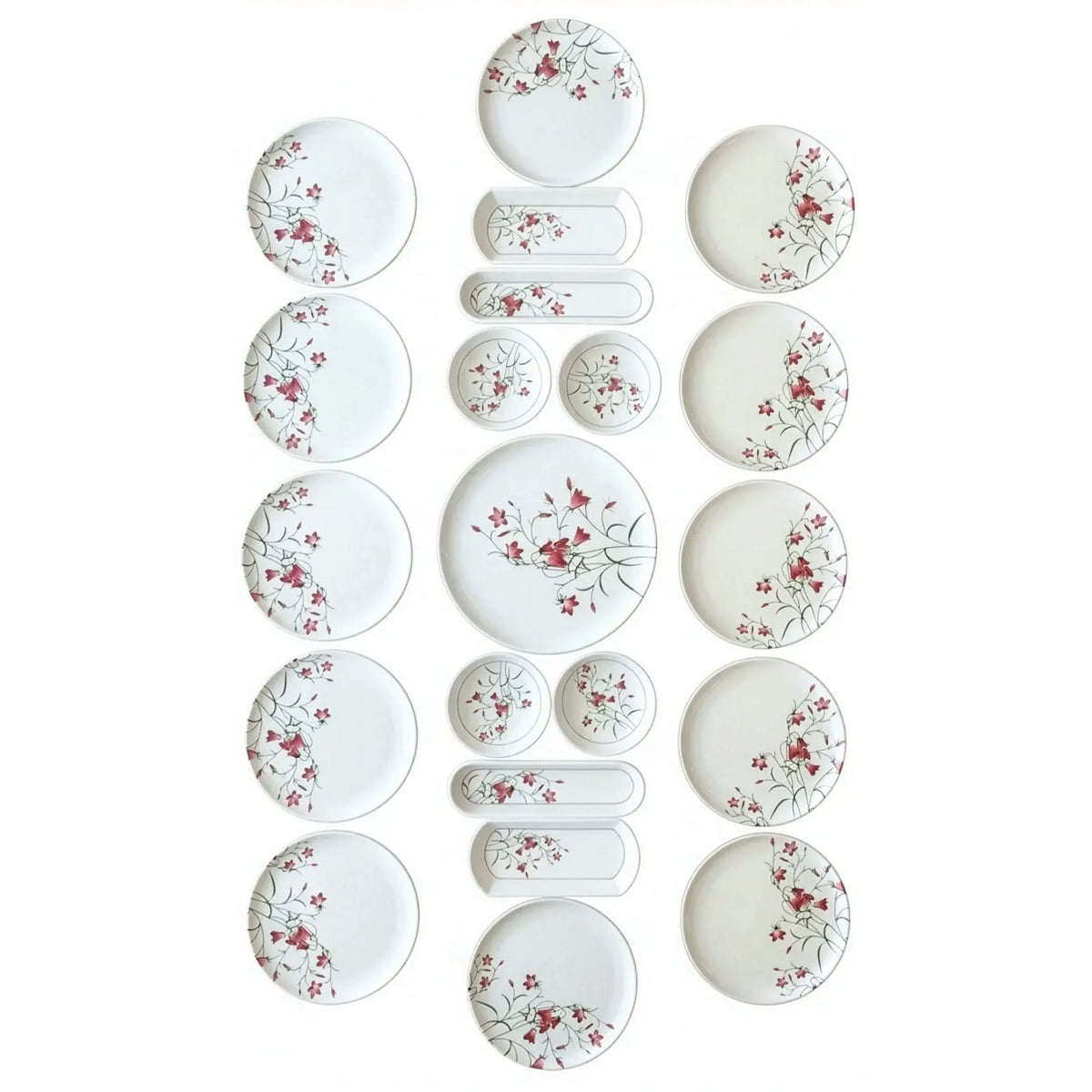 Set mic dejun ROȘU FRUIT 21, 21 piese, rosu/alb, ceramică