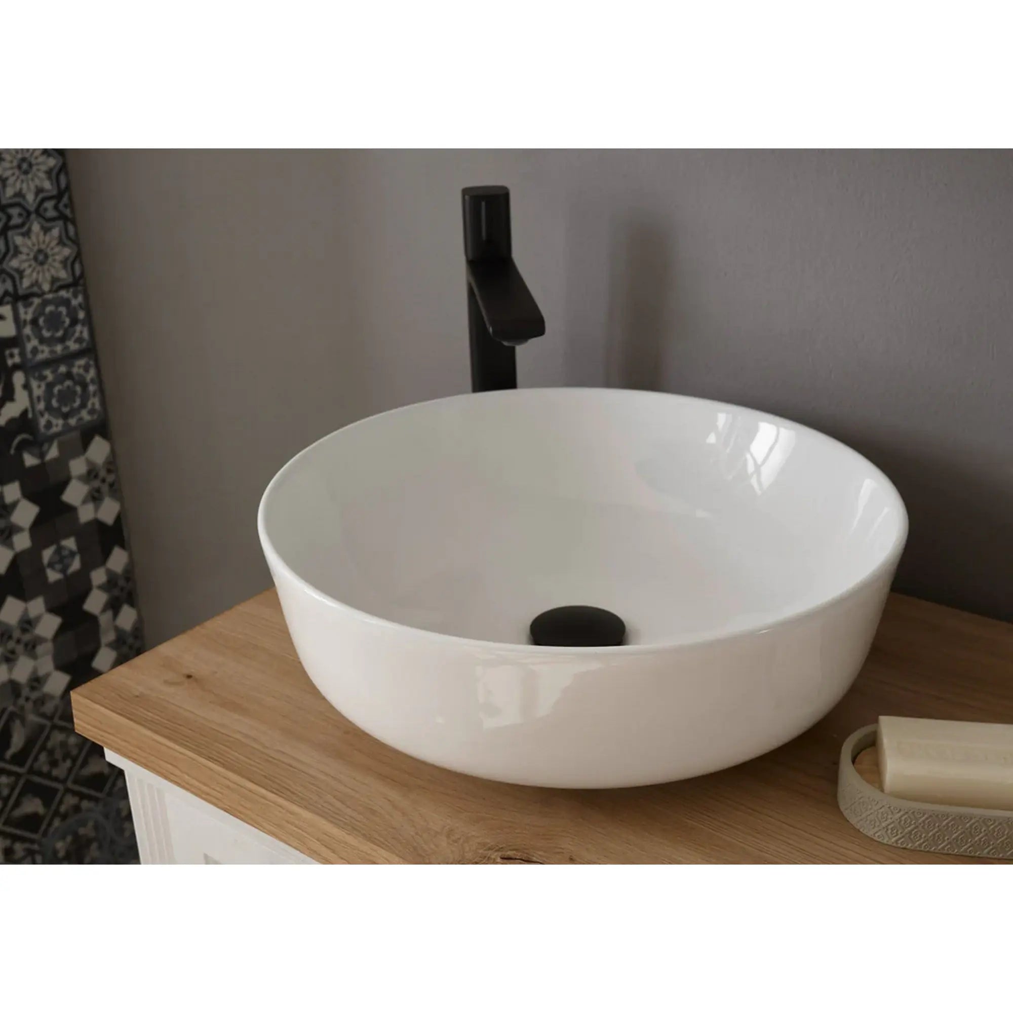 Set mobilier baie JASMIN, 5 piese, alb/stejar artisan, PAL