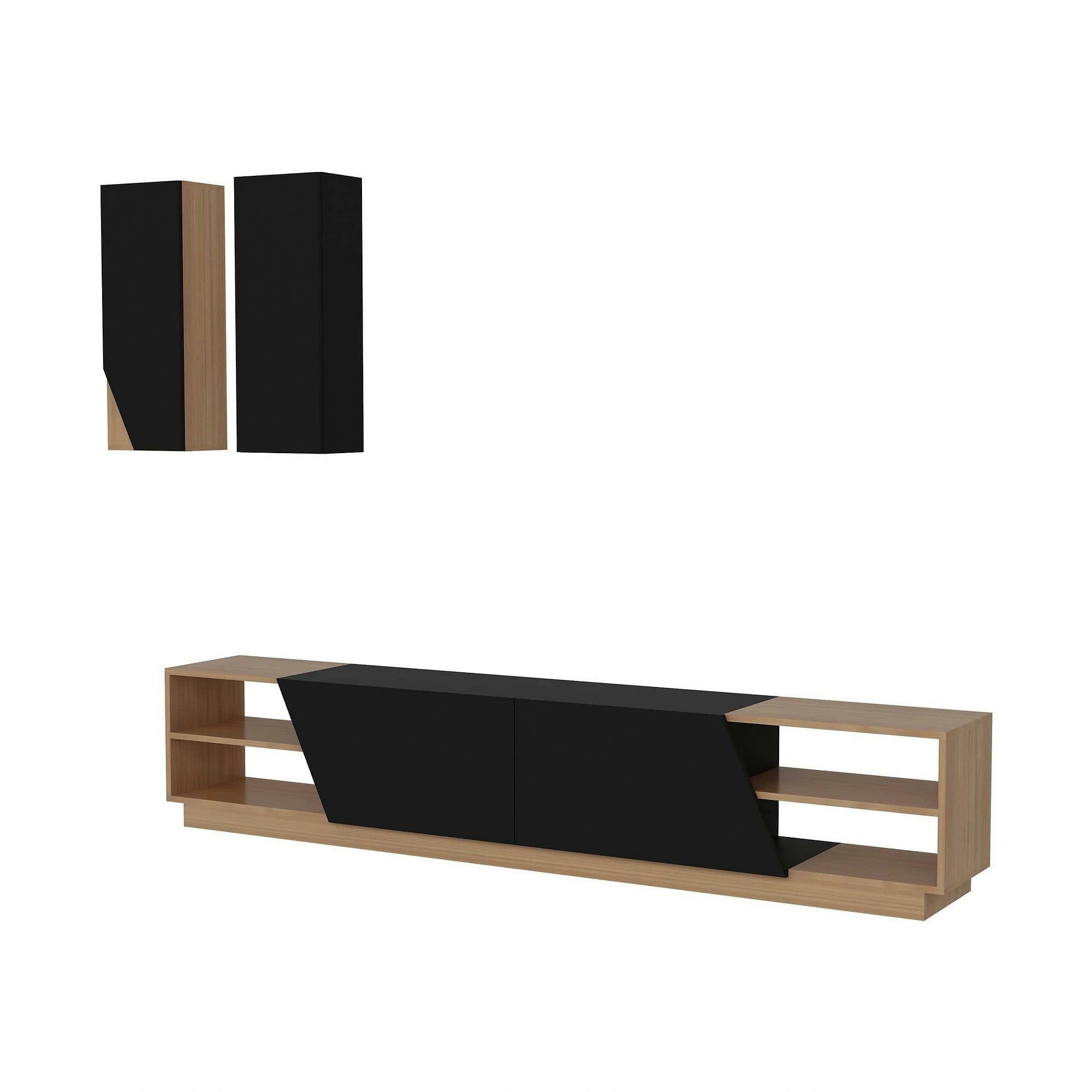 Set mobilier ZEBRA. stejar/negru mat, PAL melaminat, 3 piese