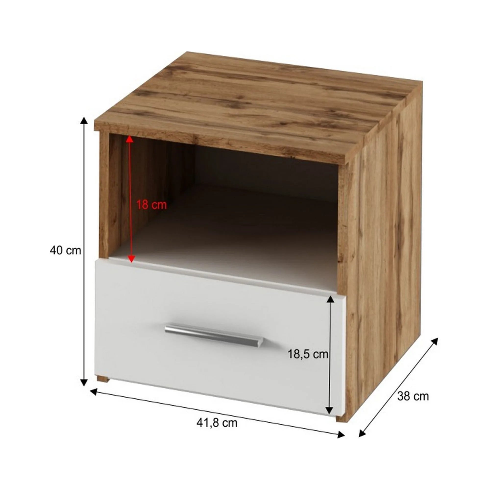 Set noptiere GABRIELA, stejar wotan/alb, PAL laminat, 42x38x40 cm
