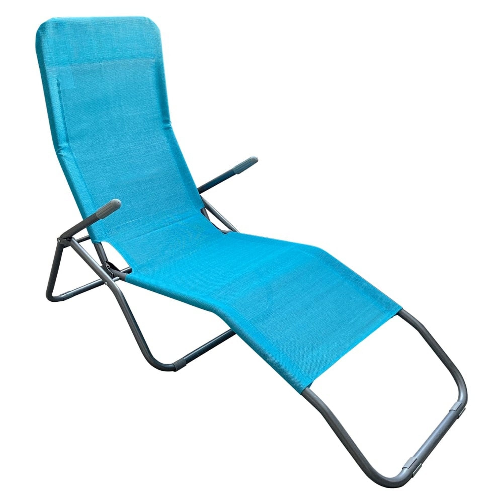 Sezlong gradina SELNO, gri/albastru, plasa/otel, 58x160x97 cm