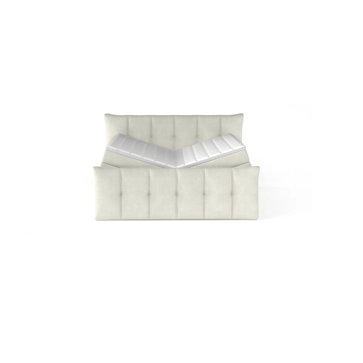 Pat boxspring SOFIA 160x200, personalizabil materiale Gama Premium, cu saltele, topper si lada pentru depozitare
