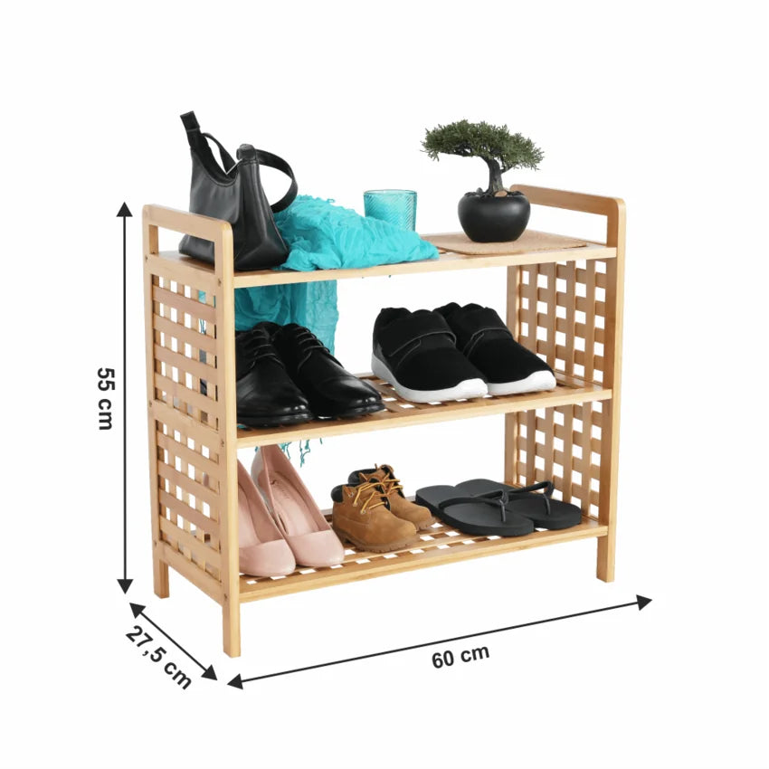 Pantofar SOVETO TYP 2, bambus natural, lemn bambus lacuit, 60x28x55 cm