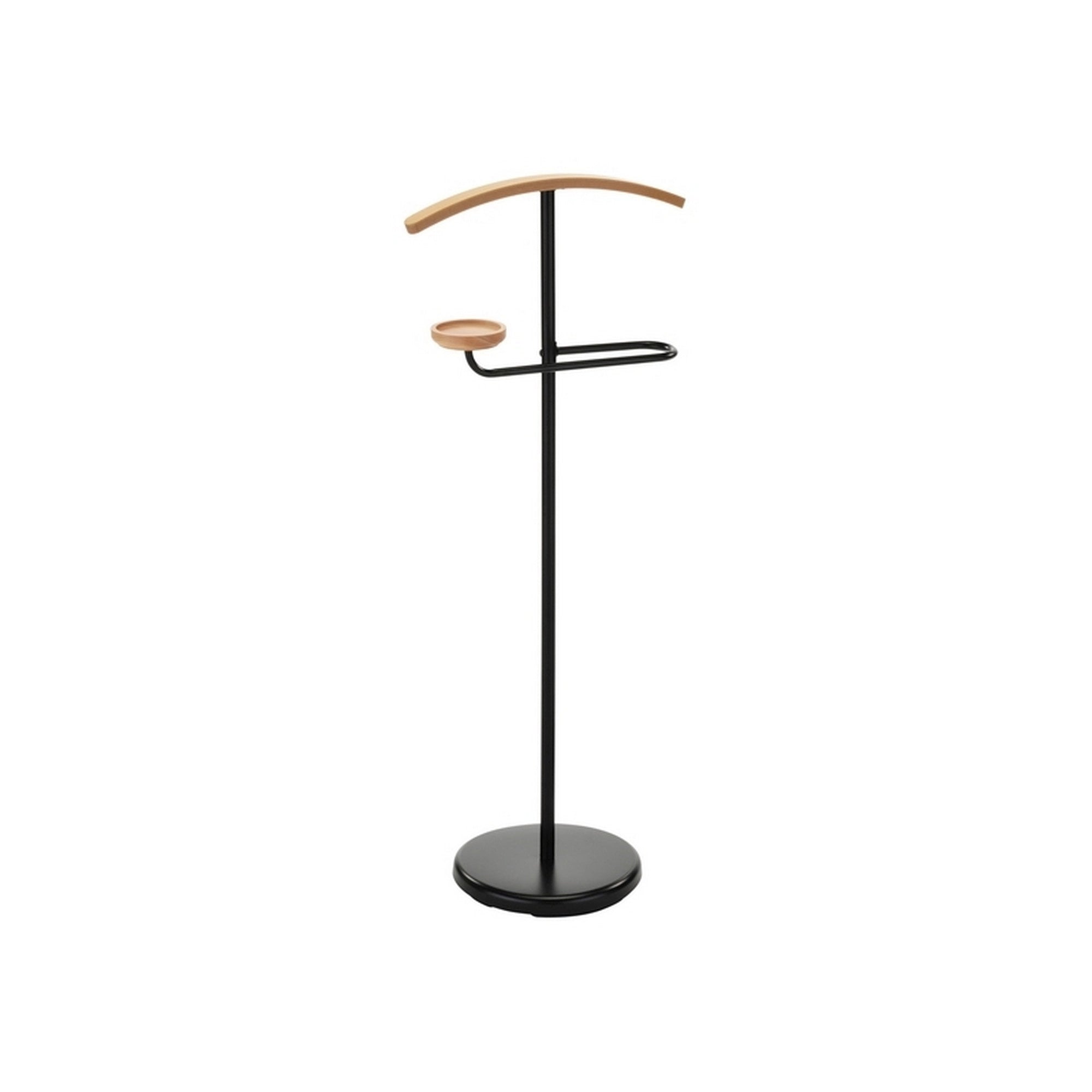 Stander haine ALBIN, negru/fag, metal/lemn, 29x45x105 cm